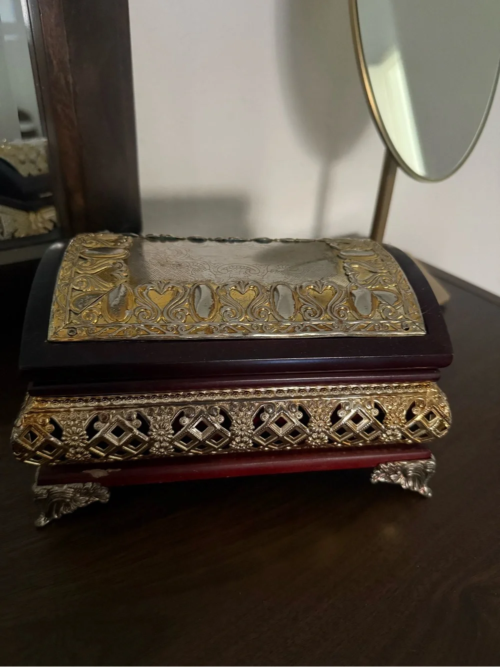 Ornate Gold and Mahogany Decorative Jewelry Box - Home Accents